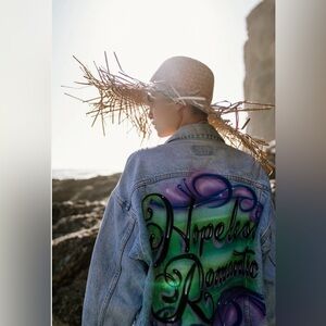 Airbrushed Hopeless Romantic Levi’s jacket - 90s, y2k, vintage. Houghton NYC